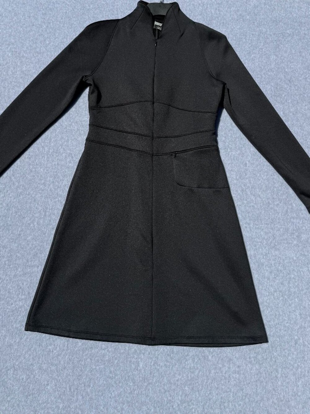 Athleta Cassidy Ponte Knit Black Long Sleeve Scuba 1/2 Zip Mock Neck SZ Medium